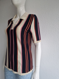 4Funky Flavours 'Let's work for a while' top. Maat L. Gestreept.