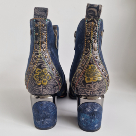 Laura Vita enkellaarsjes |Maat 42 | Blauw/bloemendessin |