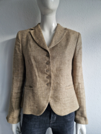 SEY Studio blazer. Maat 40, Beige/visgraat/linnen.