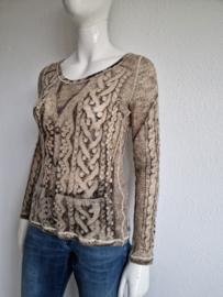 Jean Paul Gaultier top. Maat L. All over print/wol