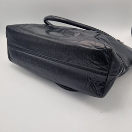 Luxe zwart leren laptoptas.