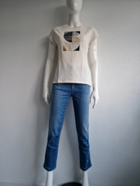 Summum shirt met print. Maat S. Crème/goud.