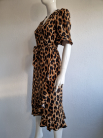 Summum Woman wikkeljurk. Maat L. Bruin/zwart/dierenprint
