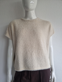 Beate Heymann spencer. Maat 40, Crème/faux fur.