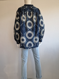 Mare di Latte blouse. Maat 3, Blauw/batik.