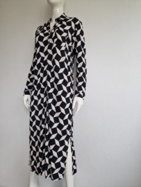 Claudia Sträter midi jurk. Maat 38, Zwart/wit/print.