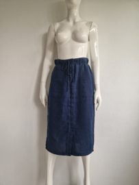 Sandwich midi rok. Maat 36/38, Blauw/linnen