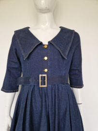 Rock-a-Booty Retro Denim Swing Dress. Maat 42, Blauw