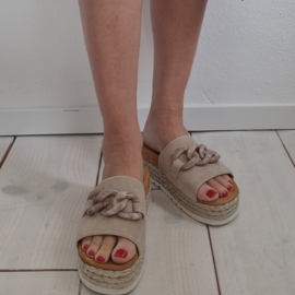 Unisa slippers Cafu. Maat 40, Ecru/suède.
