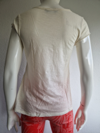 SET shirt. Maat 36, Crème/rood/tekst.
