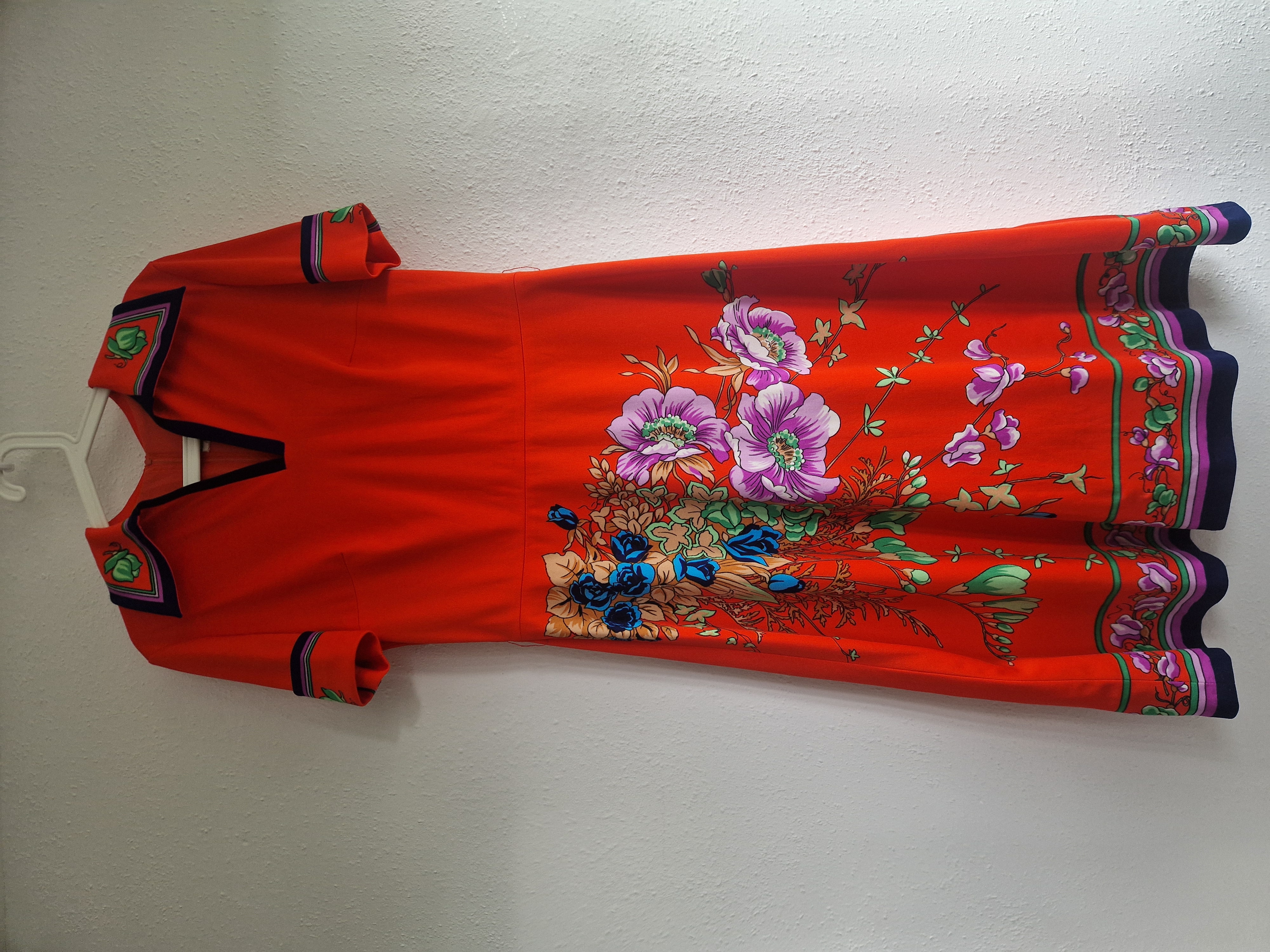 Verena Modelle jurk. Maat 38. Rood/print. (vintage)