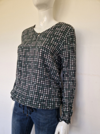 Bianca blouse top. Mt. 38, Groen/ zwart/ print.