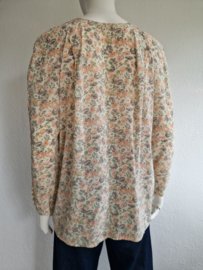Zijden blouse. Maat M. Bloemenprint