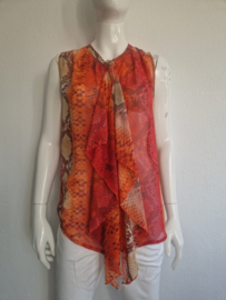 Sao Paulo mouwloze blouse. Maat 36, Oranje/roze/print.
