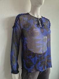Riani transparante chiffon blouse met botanische print. Maat M.