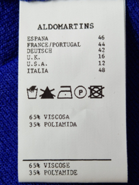 Aldomartins top met opengewerkte rug. Maat XL. Kobalt.