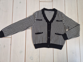 Les Copines vest. Maat M. Zwart/wit/pied de pouleprint.