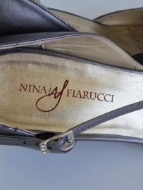 Nina Fiarucci metallic leren pumps met bandje. Maat 7