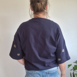 Summum Boxy sweat met pailletten | Maat M | Blauw |