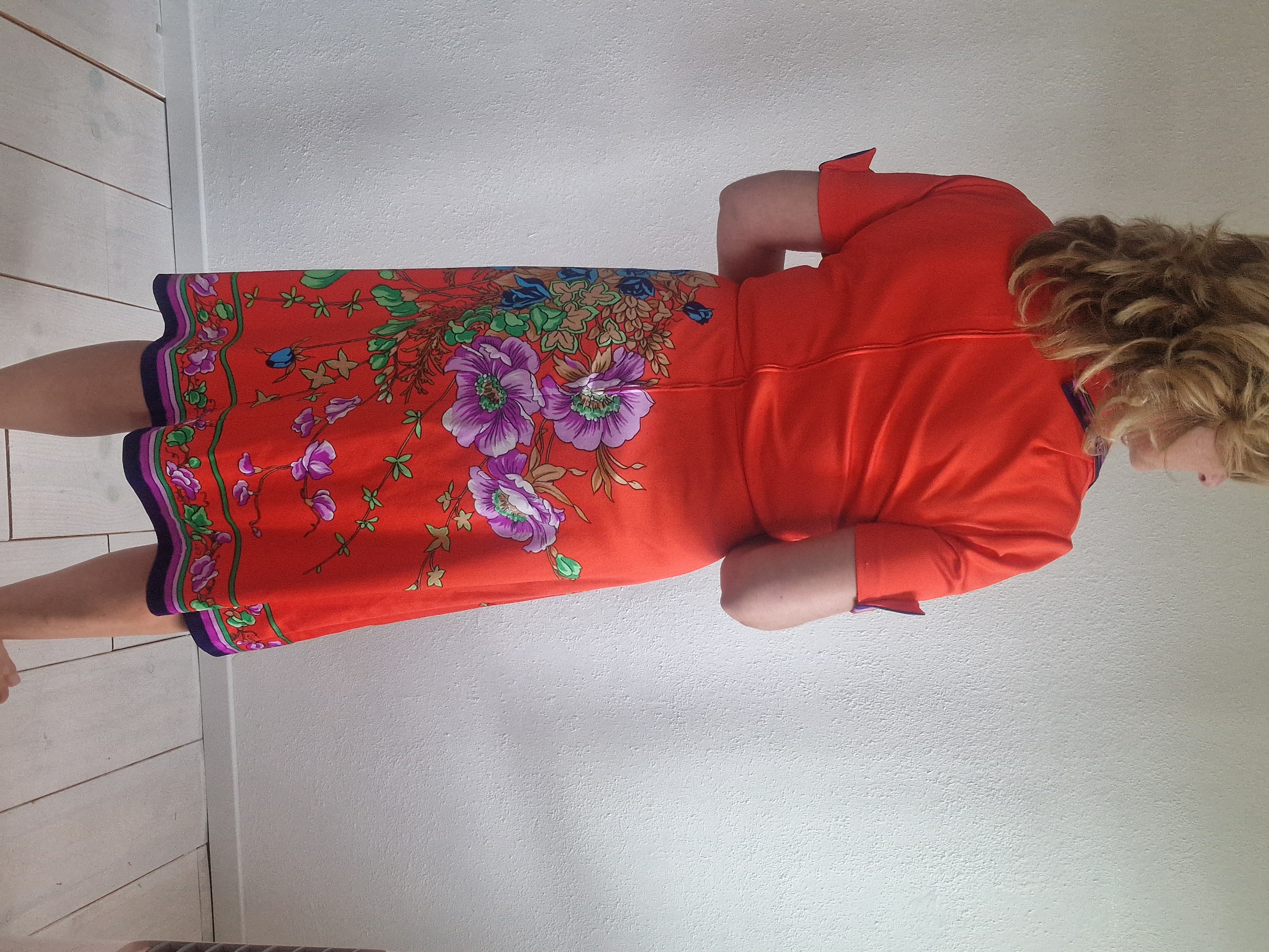 Verena Modelle jurk. Maat 38. Rood/print. (vintage)
