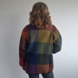 Lillunn jas. Maat M. Multi color geblokt/wol.