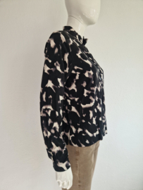B. Copenhagen blouse. Maat 38, Zwart/crème/print.