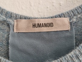 Humanoid luxe alpaca/merino top. Maat S. Blauw gemêleerd.