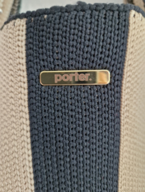 Porter schoudertas. Camel/zwart gestreept.