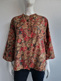 Geisha blouse. Maat 40, Rood/bruin/print.