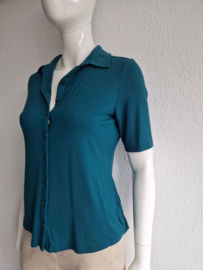 Marc O'Polo blouse met korte mouwen. Maat M, Petrol.