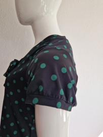 King Louie polkadot blouse. Maat XL.Zwart/groen.