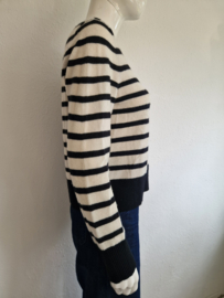 Cynthia Rowley trui. Maat L.Zwart/crème. Merino wol.