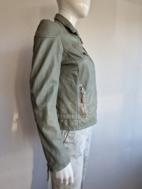 Gipsy biker jasje. Maat 38/40. Zachtgroen/leer.