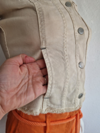 High denim jasje. Maat 36,Crème.