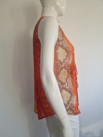Sao Paulo mouwloze blouse. Maat 36, Oranje/roze/print.