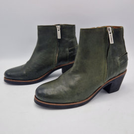 Shabbies enkellaarsjes. Maat 39. groen/leer.
