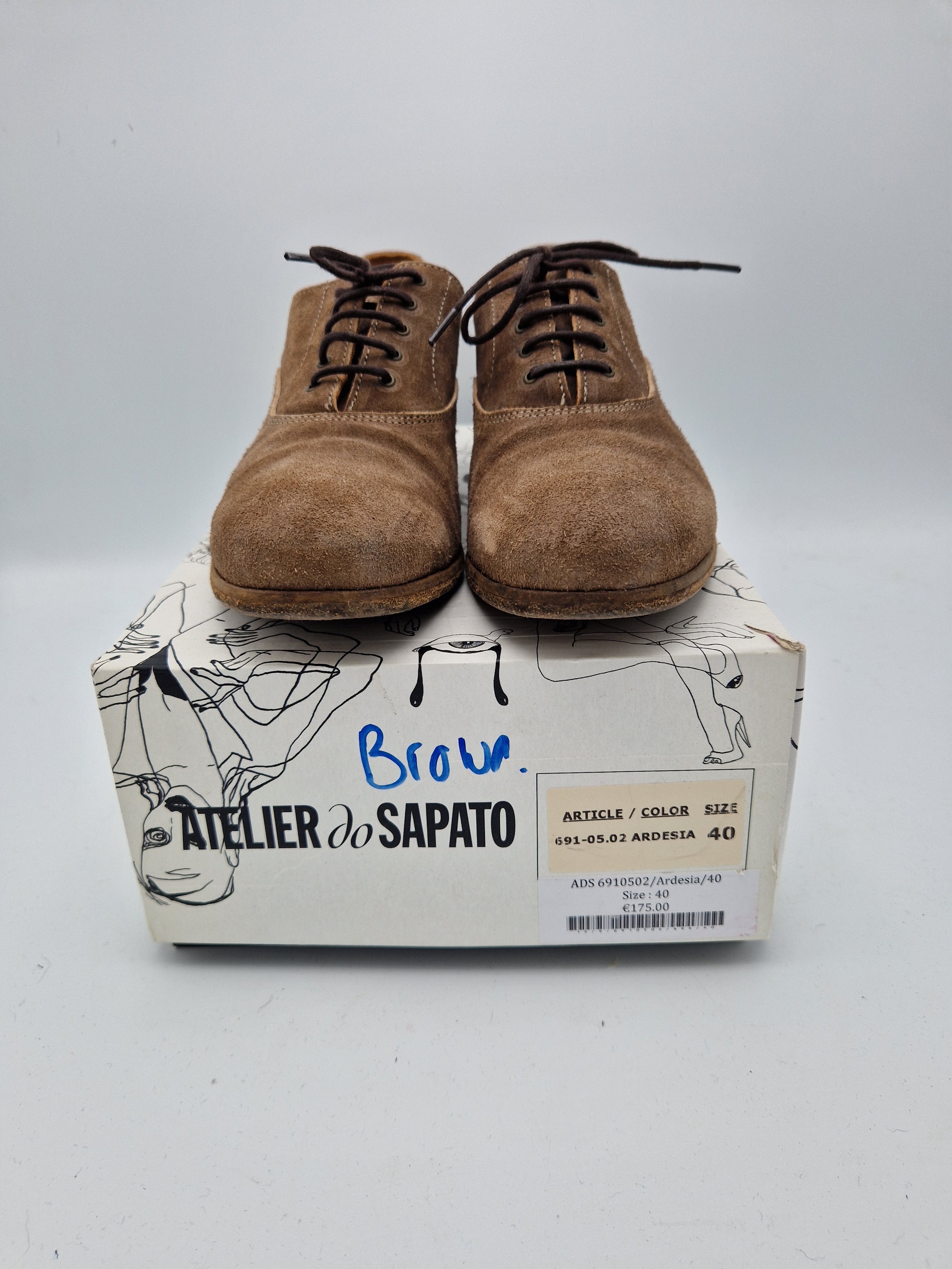 Atelier do Sapato veterschoenen. Maat 40, Bruin/suède.