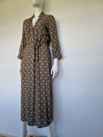 Dante 6 maxi dress. Mt. 3, Olijfgroen/polkadots.