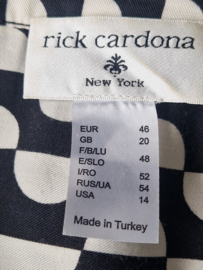 Rock Cardona  blouse top. Maat 46, Zwart/crème/print.
