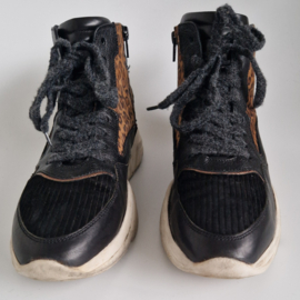 Xsensible Stretchwalker sneakers maat 38 | Zwart met luipaardprint |