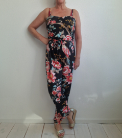 King Louie jumpsuit. Maat M. Zwart/bloemenprint.