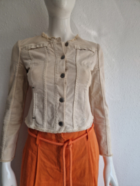 High denim jasje. Maat 36,Crème.