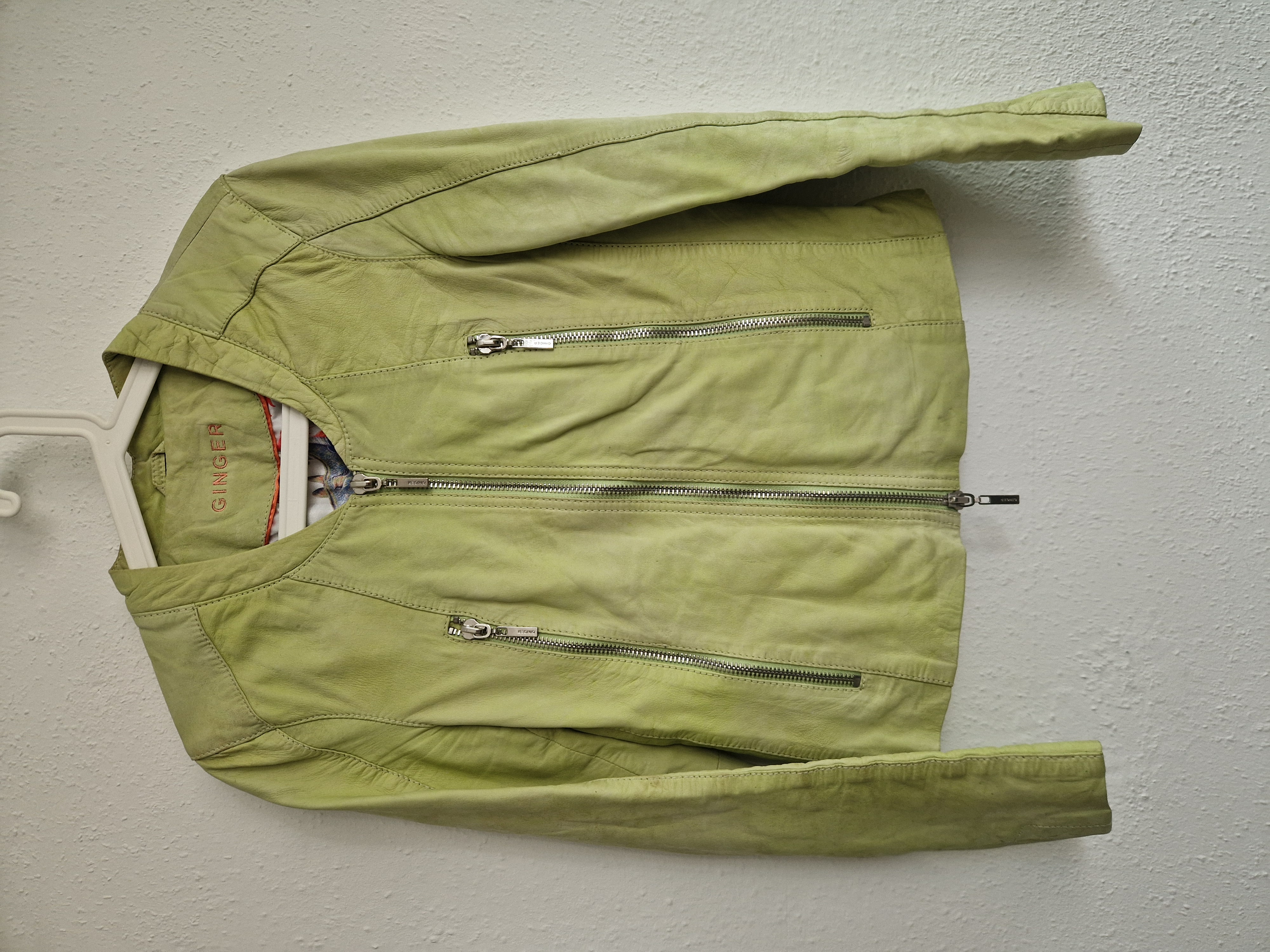 Ginger jasje. Maat 36, Lime/lamsleer.