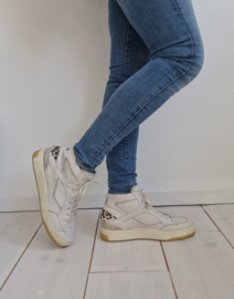 Mjus halfhoge sneakers. Maat 41,Crème/leer.