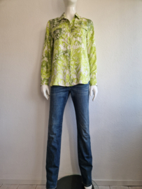 Caliban blouse. Maat 42, Crème/groentinten/zijde.