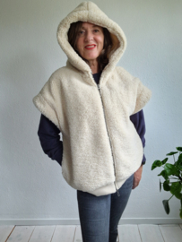 10DAYS teddyvest met capuchon | Maat XL | Ecru |