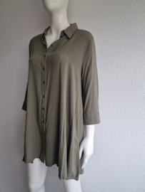 Opus blouse Farla. Maat 42, Olijfgroen/stippenprint.