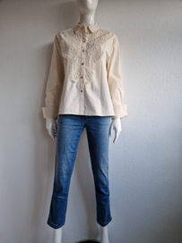 Summum blouse met kanten voorpand. Maat 36, Crème.