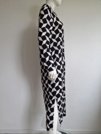 Claudia Sträter midi jurk. Maat 38, Zwart/wit/print.