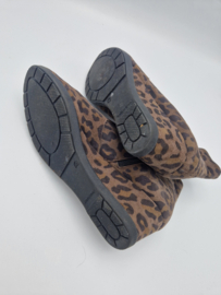 Enkellaarsjes met sleehak. Maat 40, Bruin/print.